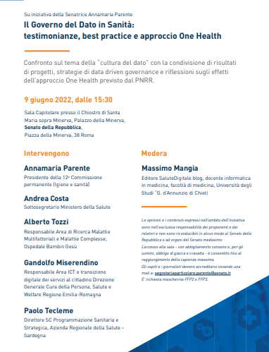 Convegno a Roma, giovedì 9 giugno ore 15,30 Palazzo della Minerva Senato della Repubblica